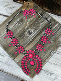 Hot Pink Squash Blossom Necklace Set