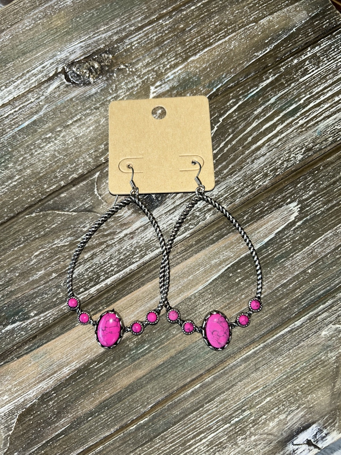 Hot Pink Mesa Hoop Earrings