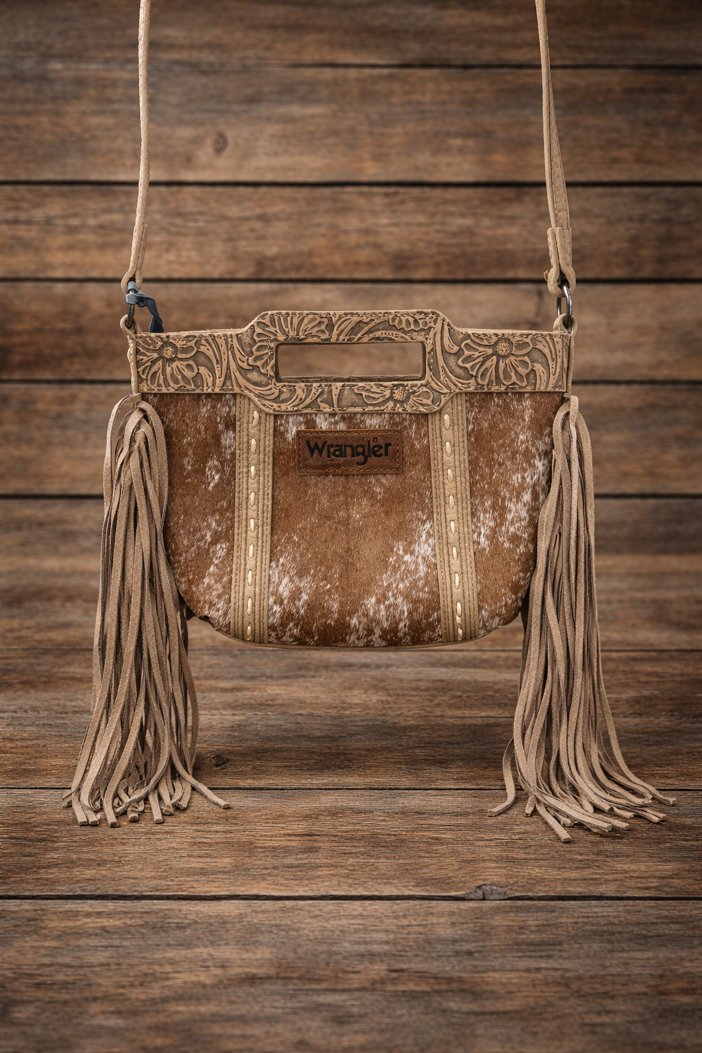 Wrangler Genuine Cowhide Fringe Crossbody