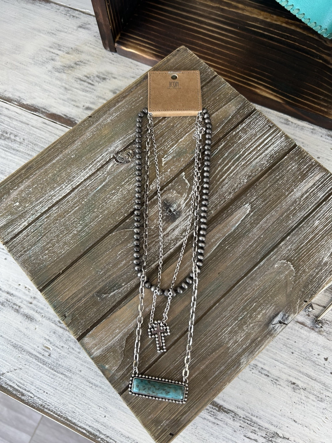 Multi Layered with Bar Stone Pendant Necklace