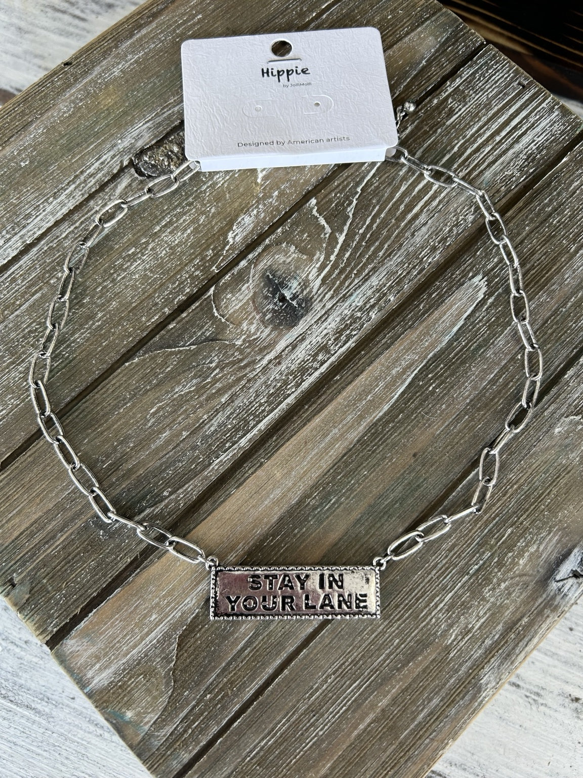 STAY IN YOUR LANE Bar Necklace