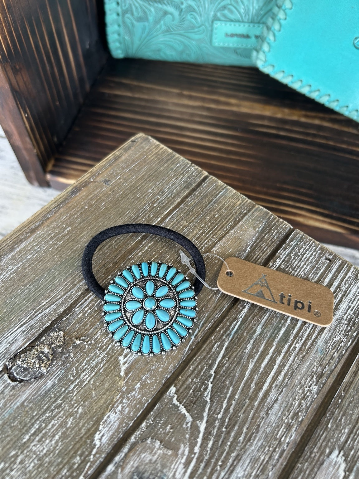 Turquoise Bloom Concho Hair Tie