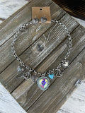 Western Heart Multi Charm Statement Necklace Set
