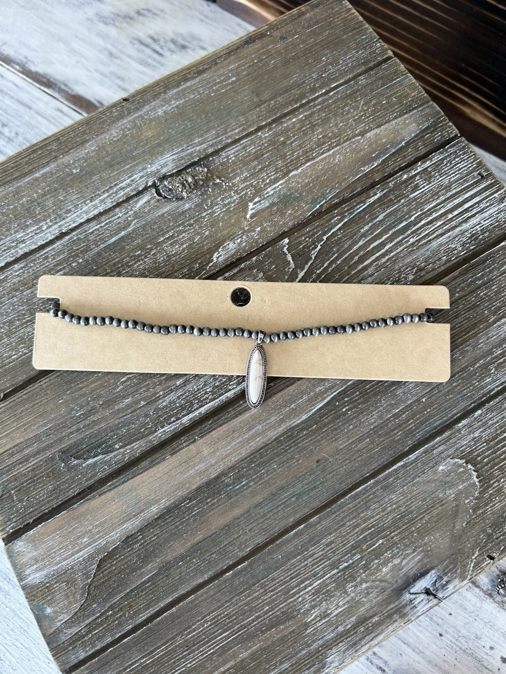 4mm Navajo Style Pearl with Stone Choker